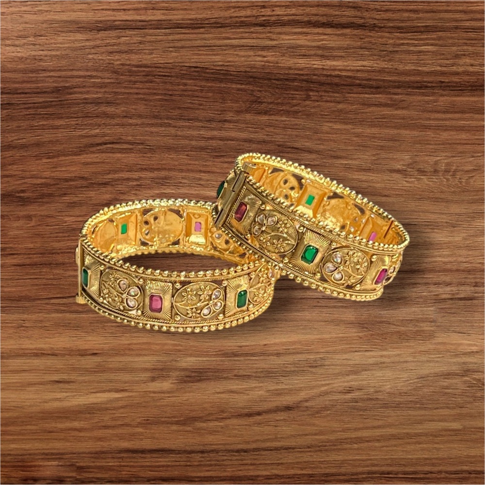 Elegant Gold and Multicolor Bangles